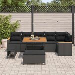 vidaXL Ensemble de canapé de jardin 9 Pièces Noir polyrotin