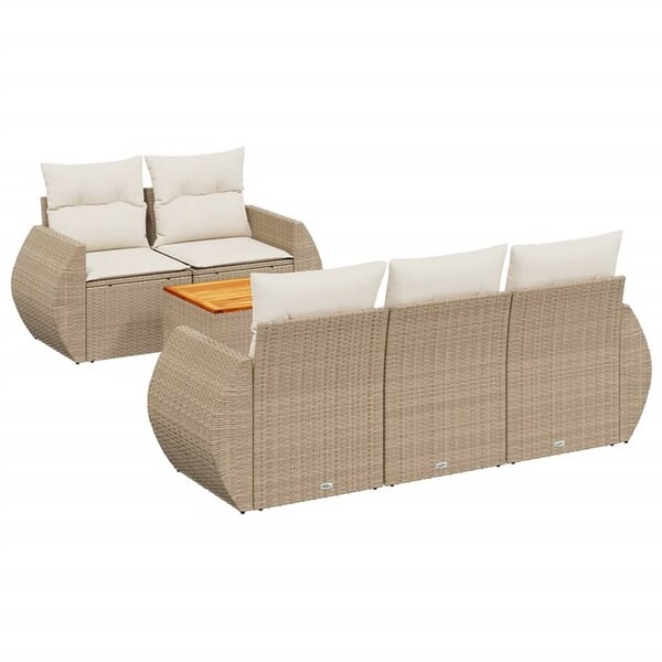 vidaXL Salon de jardin avec coussins 6 Pièces beige résine tressée