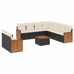 vidaXL Salon de jardin 10 Pièces avec coussins noir résine tressée