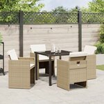 vidaXL Ensemble de salle à manger pour jardin 5 Pièces Beige Poly rotin