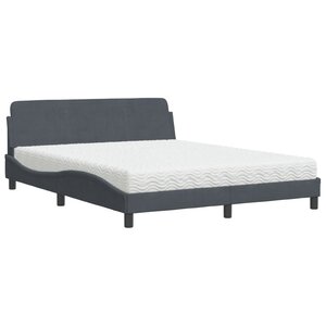vidaXL Lit avec matelas Dover gris foncé 160x200 cm velours