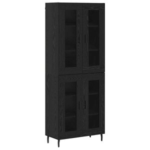 vidaXL Haut Armoire 2 Pièces Chêne noir Bois Aggloméré et Verre