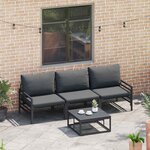 vidaXL Ensemble de canapé de jardin 3 Pièces Anthracite Acier