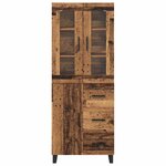vidaXL Haut Armoire 2 Pièces Bois Ancien Bois Aggloméré et Verre