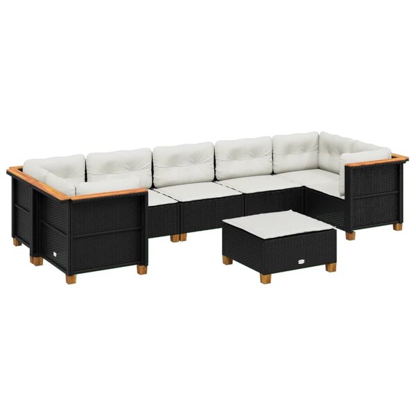 vidaXL Salon de jardin 8 Pièces avec coussins noir résine tressée