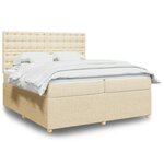 vidaXL Sommier à lattes de lit avec matelas Crème 200x200 cm Tissu