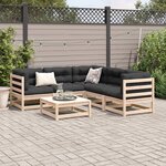 vidaXL Salon de jardin 6 Pièces avec coussins bois de pin massif