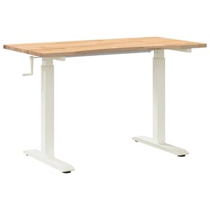vidaXL Bureau Blanc et Naturel 120 x 60 cm Bois de chêne massif