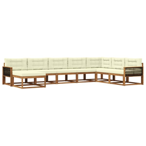 vidaXL Ensemble de canapés d'extérieur 8 pc Naturel et Crème