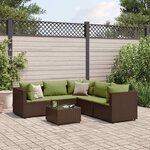 vidaXL Salon de jardin 6 Pièces avec coussins Marron Résine tressée