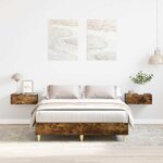 vidaXL Cadre de lit sans matelas chêne fumé 140x190 cm bois ingénierie