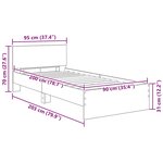 vidaXL Cadre de lit Chêne noir 90 x 200 cm Bois d'ingénierie
