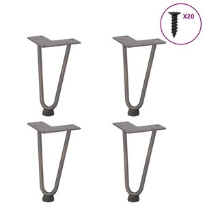 vidaXL Pieds en épingle à cheveux pour table basse 4 pièces Acier naturel 20 cm Acier massif