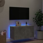 vidaXL Meuble TV mural avec lumières LED gris béton 80x35x41 cm