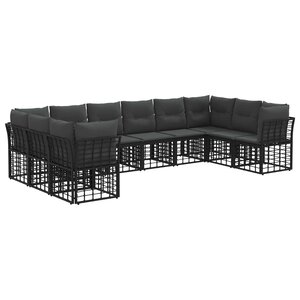 vidaXL Ensemble de canapés d'extérieur Noir et Gris foncé Polyester