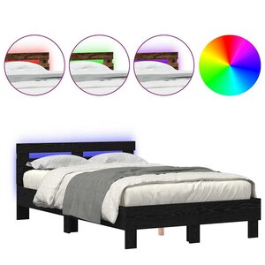 vidaXL Cadre de lit Chêne noir 135 x 190 cm Bois d'ingénierie