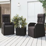 vidaXL Ensemble de salon de jardin 3 Pièces noir poly rotin et acier