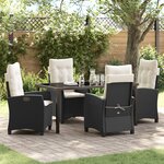 vidaXL Ensemble de salle à manger de jardin 5 pièces avec coussins noir en poly rattan