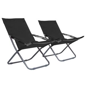 vidaXL Chaises pliables de plage lot de 2 Tissu Noir
