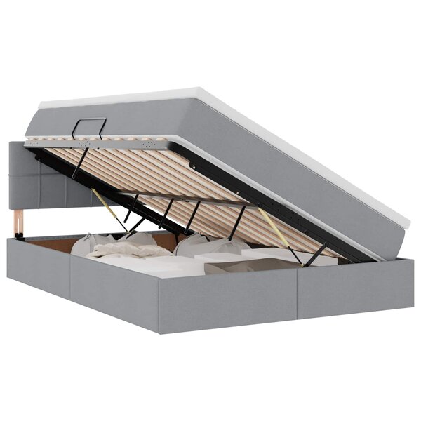 vidaXL Lit de rangement LED avec matelas Gris clair 140 x 200 cm Tissu