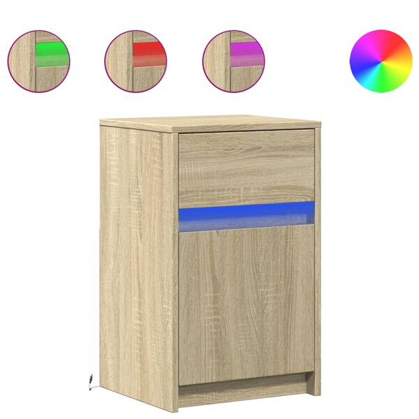 vidaXL Armoire de chevet avec lumières LED chêne sonoma