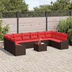 vidaXL Ensemble de Canapés avec coussin 11 Pièces Marron polyrotin