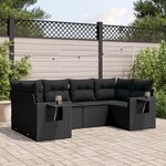 vidaXL Salon de jardin 6 Pièces avec coussins noir résine tressée