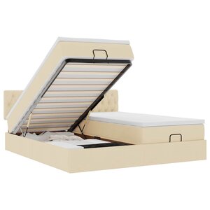 VidaXL Cadre de lit ottoman avec matelas crème 180x200 cm tissu