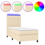 vidaXL Sommier à lattes de lit et matelas et LED Crème 100x200cm Tissu