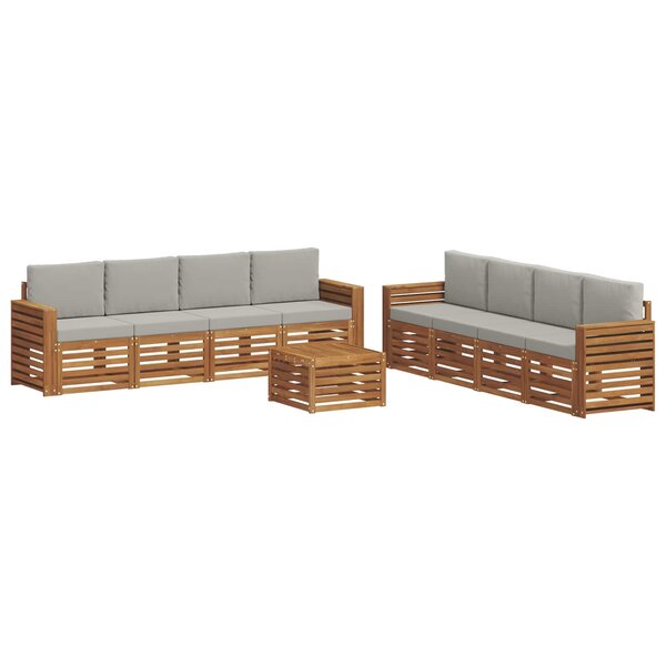 vidaXL Ensemble de canapés d'extérieur 9 pc Naturel et gris clair