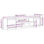 vidaXL Meuble TV sonoma gris 188 5x41x50 cm bois d'ingénierie