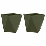 vidaXL Jardinière 2 Pièces Vert olive 40 x 40 x 40 cm Acier