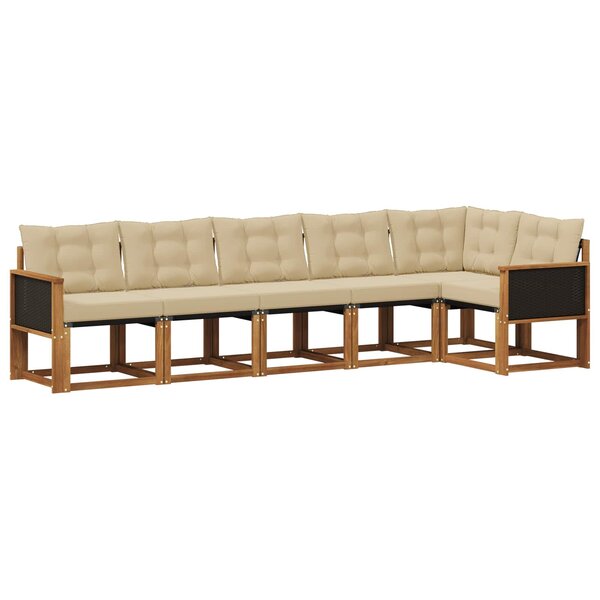 vidaXL Ensemble de canapés d'extérieur 6 Pièces Naturel et Beige