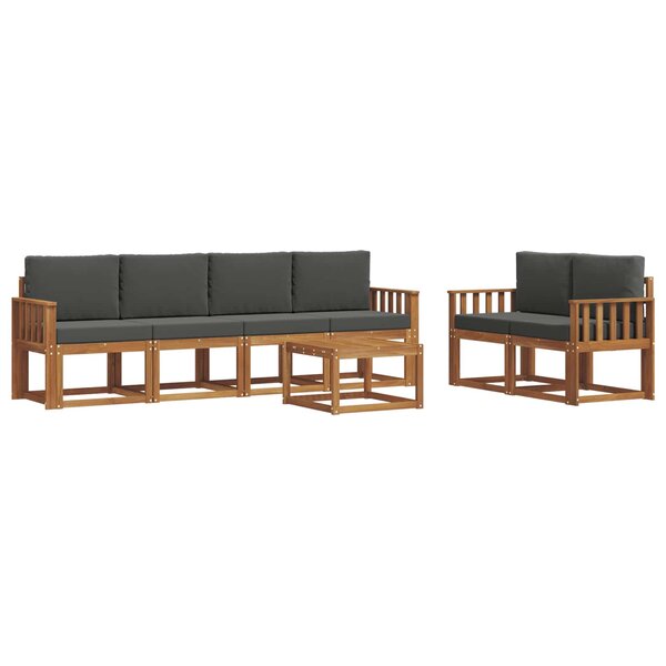 vidaXL Ensemble de canapés d'extérieur 7 Pièces Naturel et Anthracite
