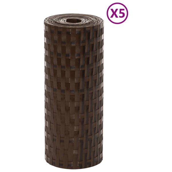 vidaXL Paravents de balcon 5 Pièces marron et noir 255x19cm résine tressé