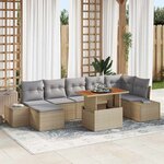 vidaXL Ensemble de canapé de jardin avec coussin 8 Pièces Beige  Gris