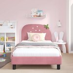 vidaXL Cadre de lit pour enfants avec tête de lit Rose 90 x 200 cm