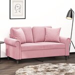 vidaXL Canapé 2 places avec oreillers décoratifs rose 120 cm velours