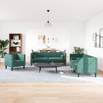 vidaXL Ensemble de canapé Chesterfield et traversins 3 Pièces vert foncé