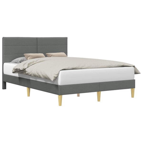 vidaXL Cadre de lit avec tête de lit Gris foncé 140 x 200 cm Tissu