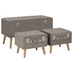 Tabourets de rangement 3 pièces 85 x 38 x 47 cm velours gris 02_0010720