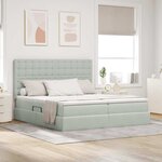 vidaXL Lit de rangement LED avec matelas Gris clair 180 x 200 cm