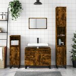 vidaXL Armoire de bain chêne fumé 30x30x100 cm bois d'ingénierie