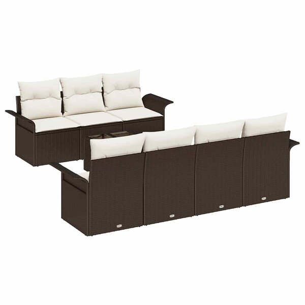 vidaXL Ensemble de canapé de jardin avec coussin 8 Pièces Marron et Crème