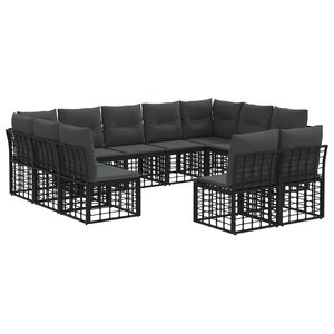 vidaXL Ensemble de canapés d'extérieur Noir et Gris foncé Polyester