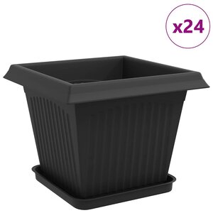 vidaXL Pots de plantes 24 Pièces Noir 33 x 33 x 26 cm Plastique