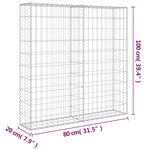vidaXL Mur à gabion avec couvercles Acier galvanisé 80x20x100 cm