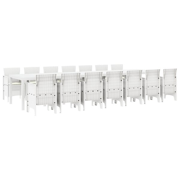 Ensemble de jardin 15 pièces avec coussins en rotin blanc