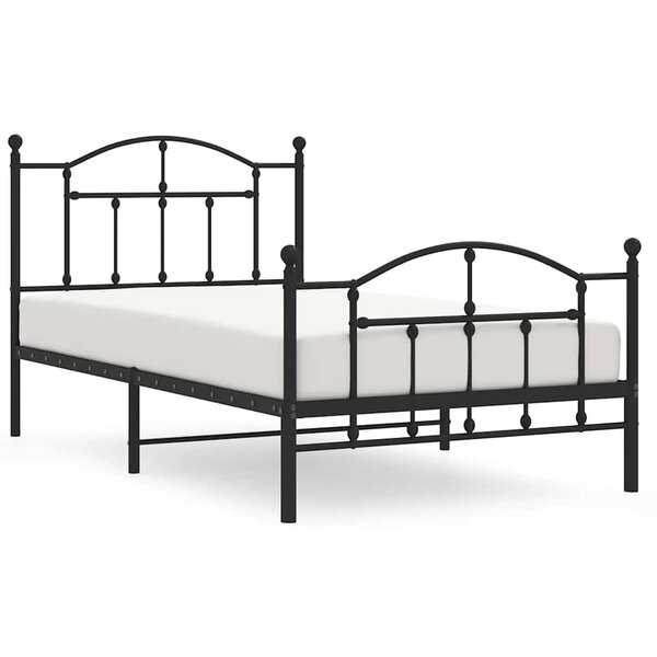 vidaXL Cadre de lit métal sans matelas avec pied de lit noir 100x190cm