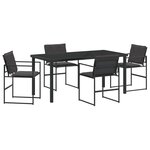 vidaXL Ensemble de salle à manger de jardin 5 pièces avec coussins noir Textilène et acier